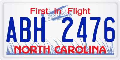 NC license plate ABH2476