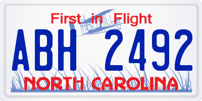 NC license plate ABH2492