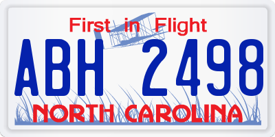 NC license plate ABH2498