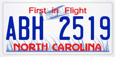 NC license plate ABH2519