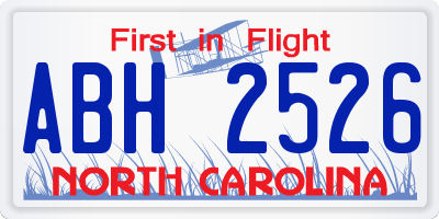 NC license plate ABH2526