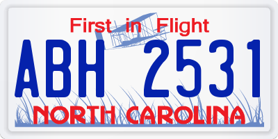 NC license plate ABH2531