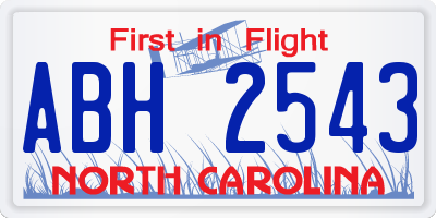 NC license plate ABH2543