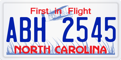 NC license plate ABH2545
