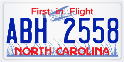 NC license plate ABH2558