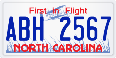 NC license plate ABH2567