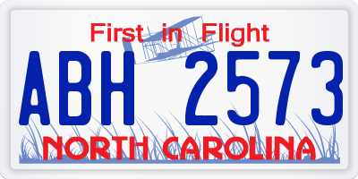 NC license plate ABH2573