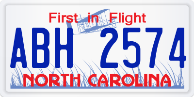 NC license plate ABH2574