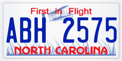 NC license plate ABH2575