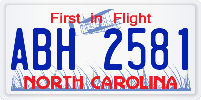 NC license plate ABH2581