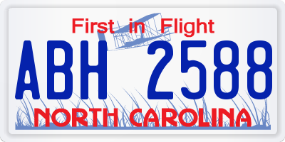 NC license plate ABH2588