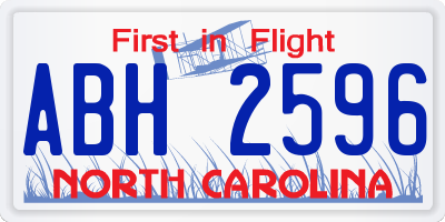 NC license plate ABH2596