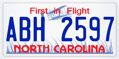 NC license plate ABH2597