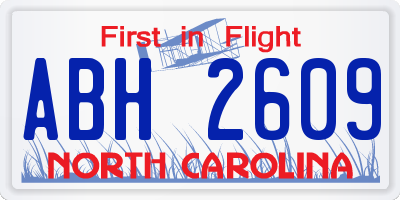 NC license plate ABH2609