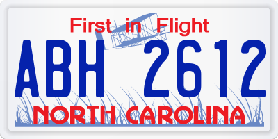 NC license plate ABH2612