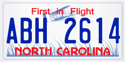 NC license plate ABH2614
