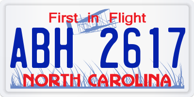 NC license plate ABH2617
