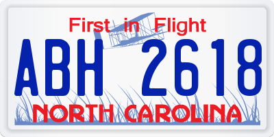 NC license plate ABH2618