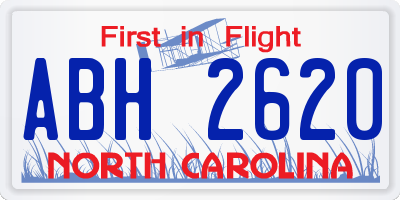 NC license plate ABH2620