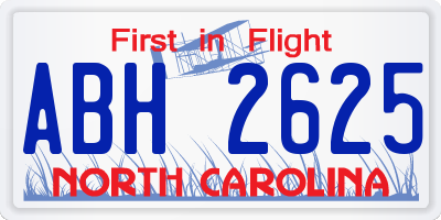 NC license plate ABH2625