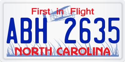 NC license plate ABH2635