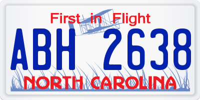 NC license plate ABH2638