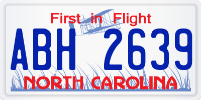 NC license plate ABH2639
