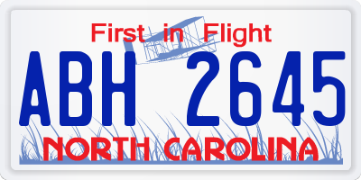 NC license plate ABH2645