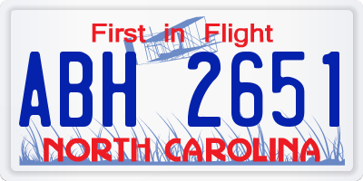 NC license plate ABH2651