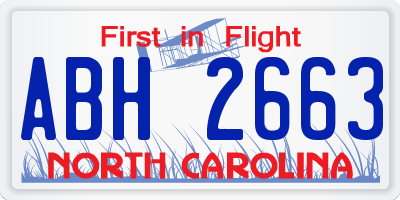 NC license plate ABH2663