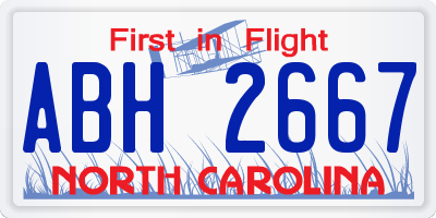 NC license plate ABH2667