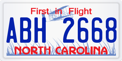 NC license plate ABH2668
