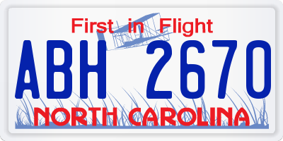 NC license plate ABH2670