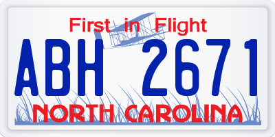 NC license plate ABH2671