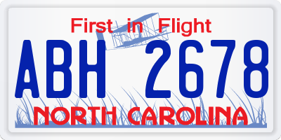 NC license plate ABH2678