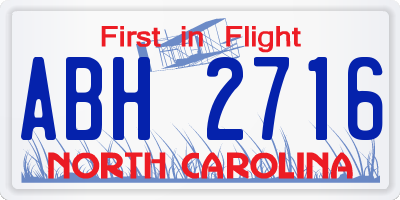 NC license plate ABH2716