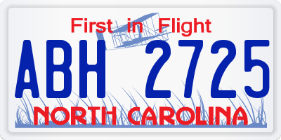 NC license plate ABH2725