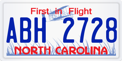 NC license plate ABH2728