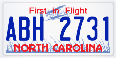 NC license plate ABH2731
