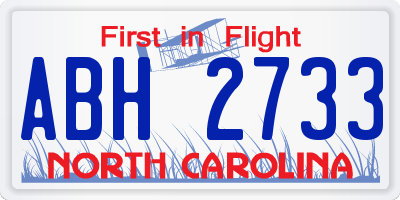 NC license plate ABH2733