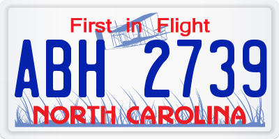 NC license plate ABH2739