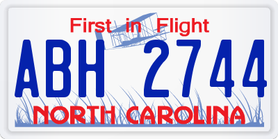 NC license plate ABH2744
