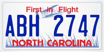 NC license plate ABH2747