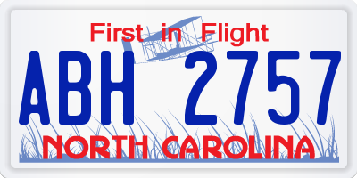 NC license plate ABH2757