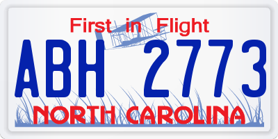 NC license plate ABH2773