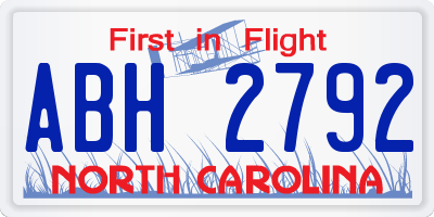 NC license plate ABH2792