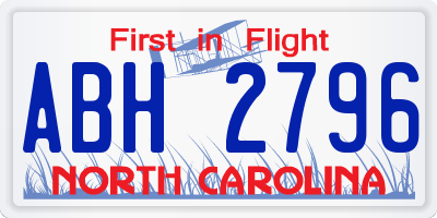 NC license plate ABH2796