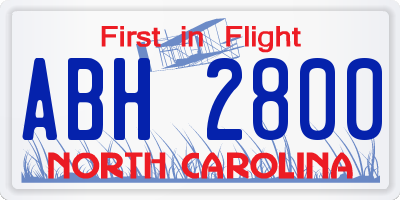 NC license plate ABH2800