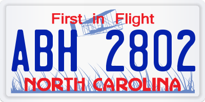 NC license plate ABH2802