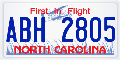 NC license plate ABH2805